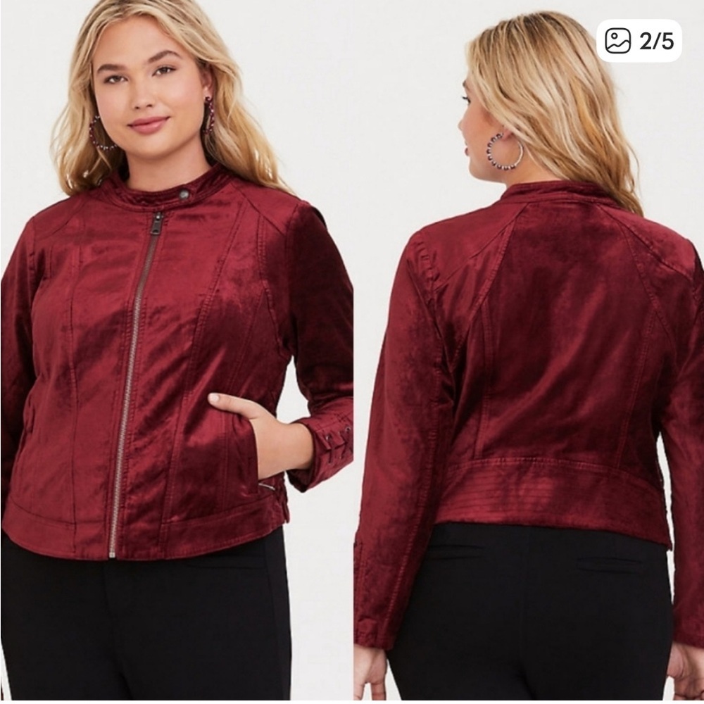 New Torrid Burgundy velvet jacket Women's 2